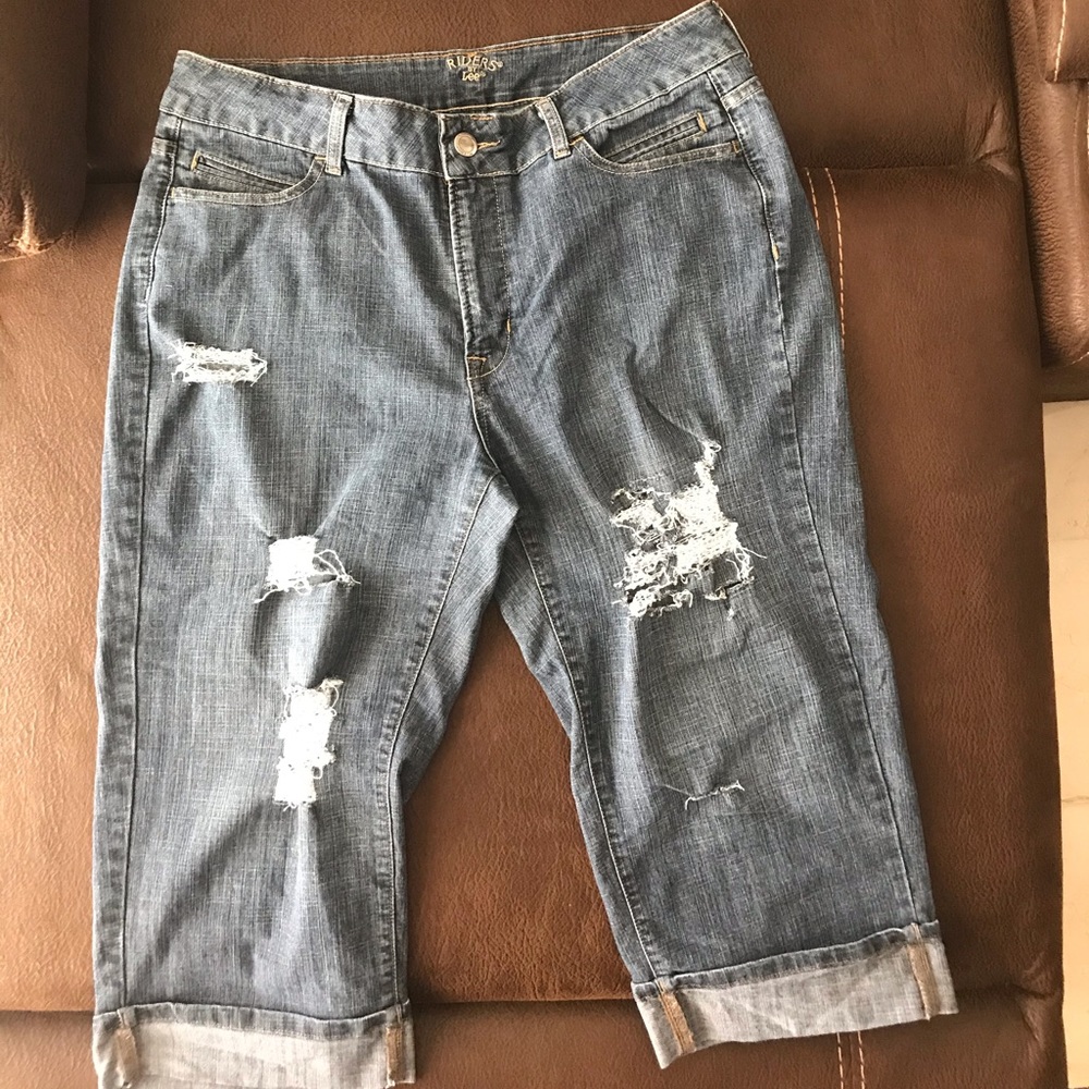 Bermuda shorts.  Distressed